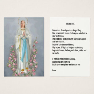 Our Lady Rosary Lourdes Memorare Prayer Holy Card