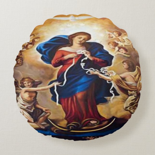 Our Lady Undoer of Knots Round Cushion (Front)