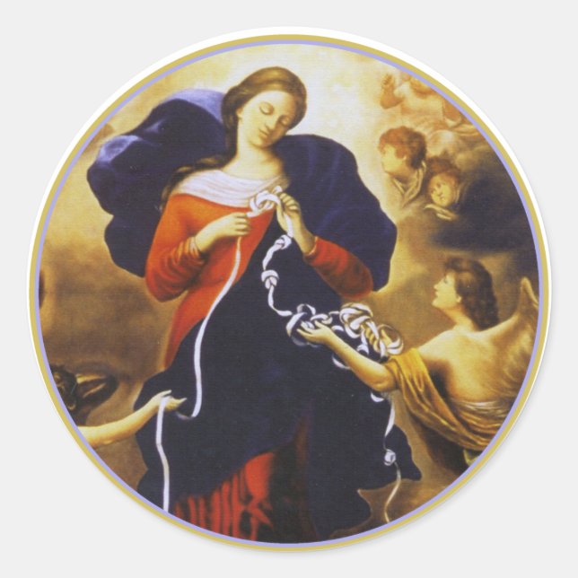 Our Lady Untier of Knots Classic Round Sticker (Front)
