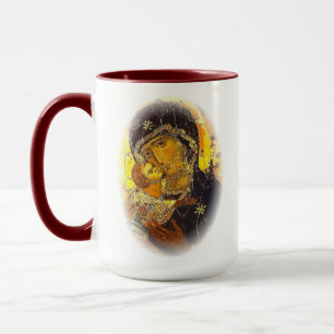 Our Lady Virgin Hail Mary Vladimir icon Prayer Mug
