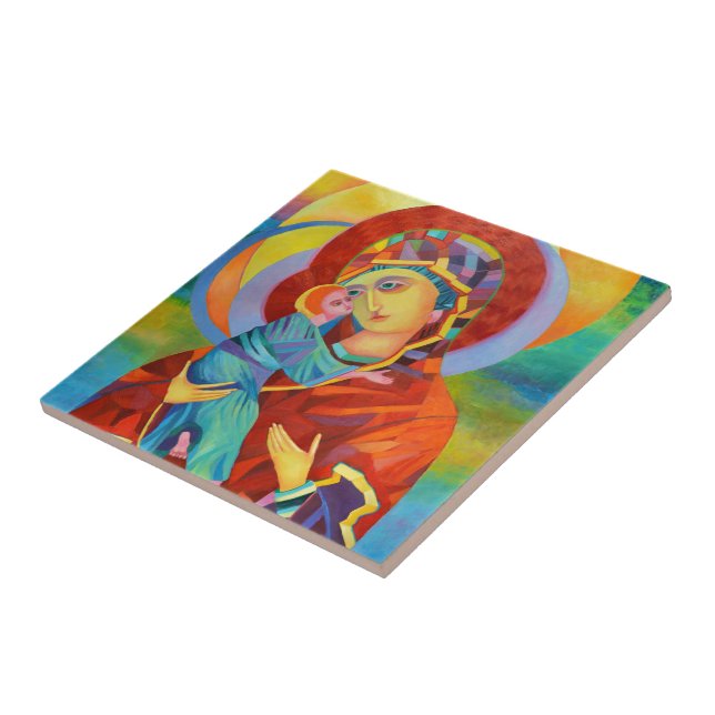 Our Lady Virgin Mary Madonna and Child Tile (Side)