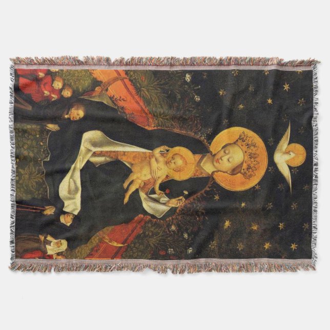 Our Lady Virgin Mary of the Crescent Moon Throw Blanket (Front)
