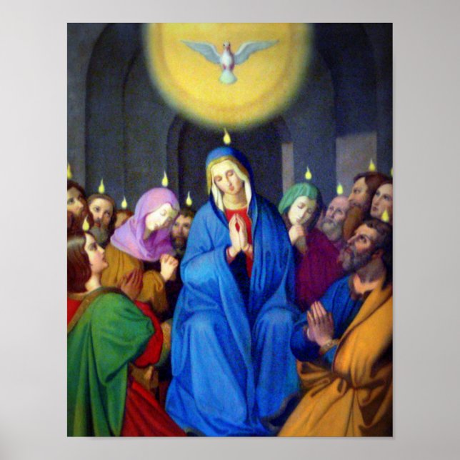 Our Lady Virgin Mary Pentecost Holy Spirit Poster (Front)