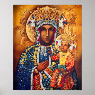 Our Lady Virgin Mary Vladimir Czestochowa Catholic Poster