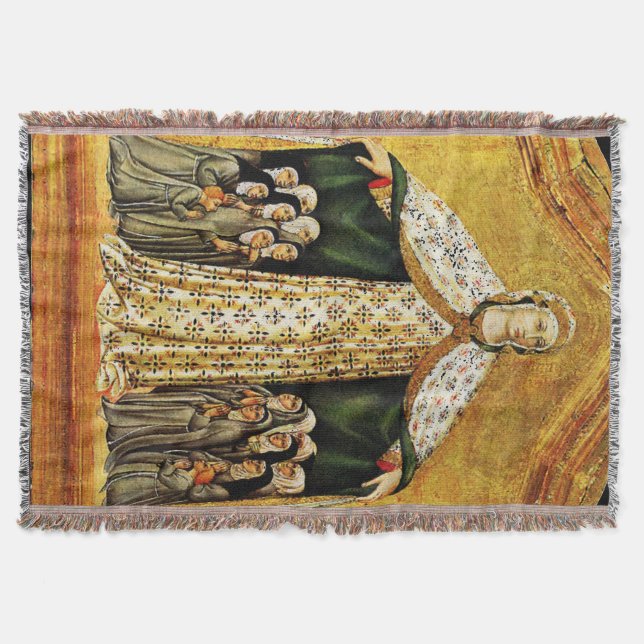 Our Lady Virgin of Mercy nuns under her mantle Throw Blanket (Front)