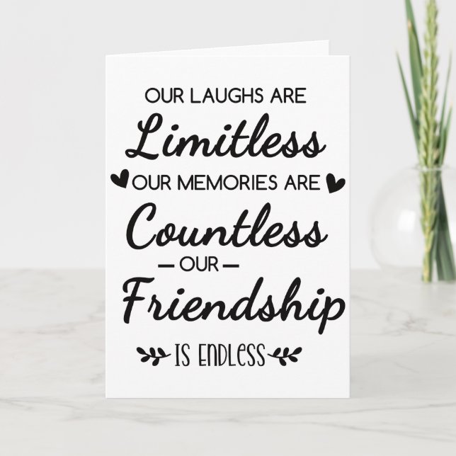 Our Laughs Are Limitless Friendship Quote Card (Front)