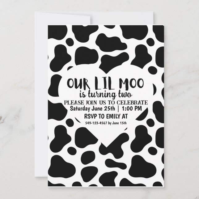 Our Lil Moo Boy Is Turning Two Birthday Card (Front)