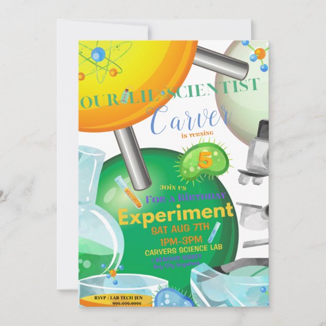 Our Lil Scientist Birthday Invitation Card (Front)