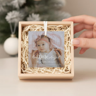 Our Little Angel Sweet Newborn Baby Photo Keepsake Glass Tree Decoration