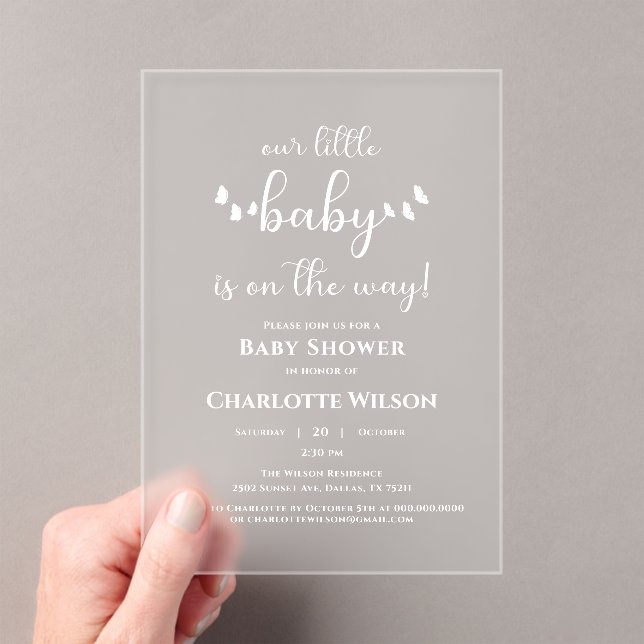 Our Little Baby Is On The Way Baby Shower Acrylic Invitations (Insitu (Handheld))