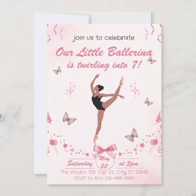 Our Little Ballerina Birthday Invitation (Front)