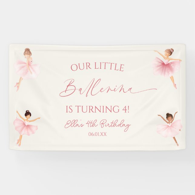 Our Little Ballerina Pink Ballet Birthday Party Banner (Horizontal)