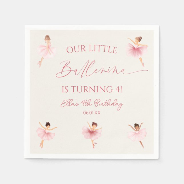 Our Little Ballerina Pink Ballet Birthday Party Napkin (Front)