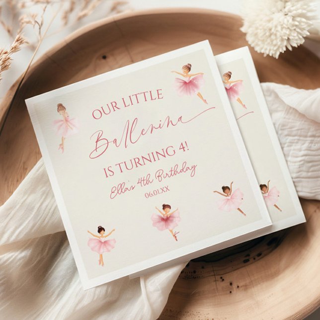 Our Little Ballerina Pink Ballet Birthday Party Napkin (Creator Uploaded)