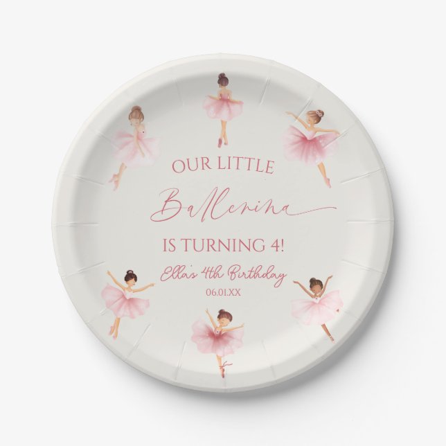 Our Little Ballerina Pink Ballet Birthday Party Paper Plate (Front)