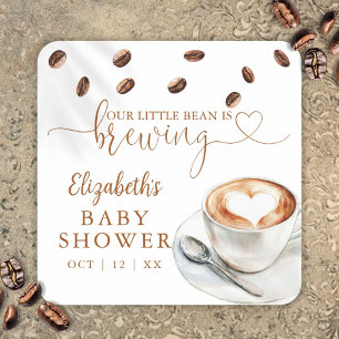 Our Little Bean Is Brewing Coffee Baby Shower Square Sticker