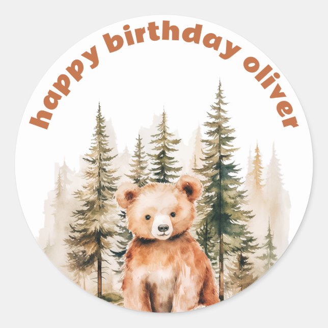 Our Little Bear Birthday Sticker (Front)