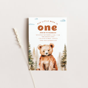 Our Little Bear Is One 1st Birthday Invite