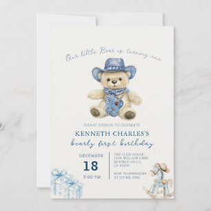 Our Little Bear is Turning One Birthday Party Invitation