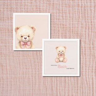 Our Little Bear on the Way Pink Bow Baby Shower Napkin