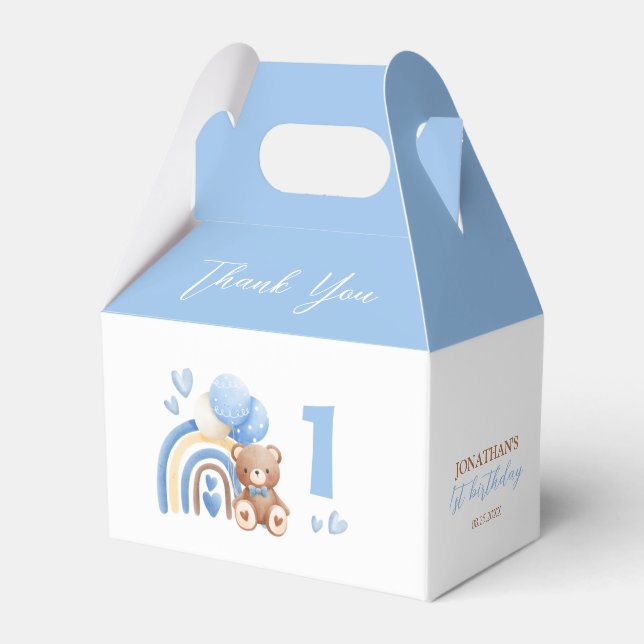 Our Little Bear Rainbow Balloon Birthday Favour Box (Front Side)