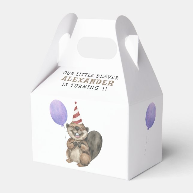 Our Little Beaver Birthday Party Favour Box (Front Side)