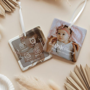 Our Little Blessing Baby Birth Stat Photo Keepsake Ceramic Ornament
