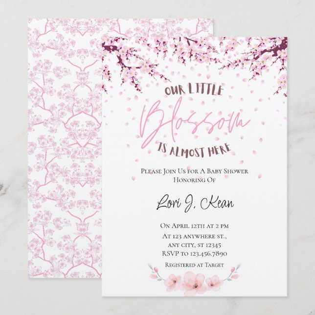 Our Little Blossom Girl Baby Shower Invitation (Front/Back)