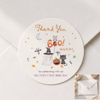 Our Little Boo 1st Birthday Favour Classic Round Sticker