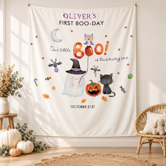 Our Little Boo 1st Birthday Party Photo Backdrop Tapestry