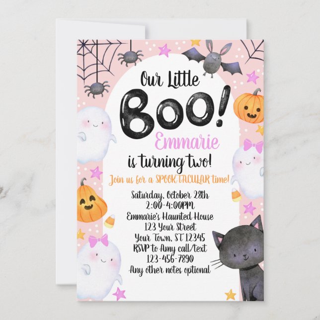 Our Little BOO 2nd Birthday Invitation Ghost (Front)