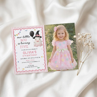 Our Little Boo Cute Ghost Birthday Invitation 