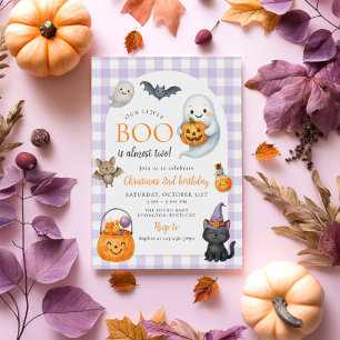 Our Little BOO Cute Ghost Halloween 2nd Birthday Invitation