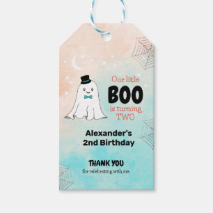 Our Little Boo Cute Ghost With Hat 2nd Birthday Gift Tags