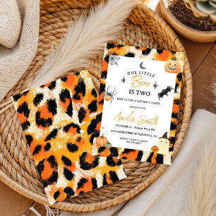 Our little Boo Fall leopard Halloween Birthday Invitation