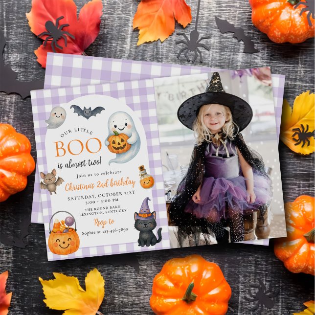 Our Little BOO Ghost Halloween 2nd Birthday Photo Invitation (Creator Uploaded)