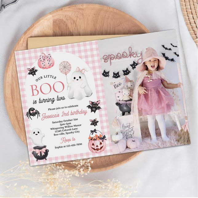 Our Little BOO Ghost Halloween 2nd Birthday Photo Invitation (Creator Uploaded)