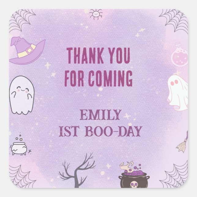 Our Little Boo Halloween 1st Birthday  Square Sticker (Front)