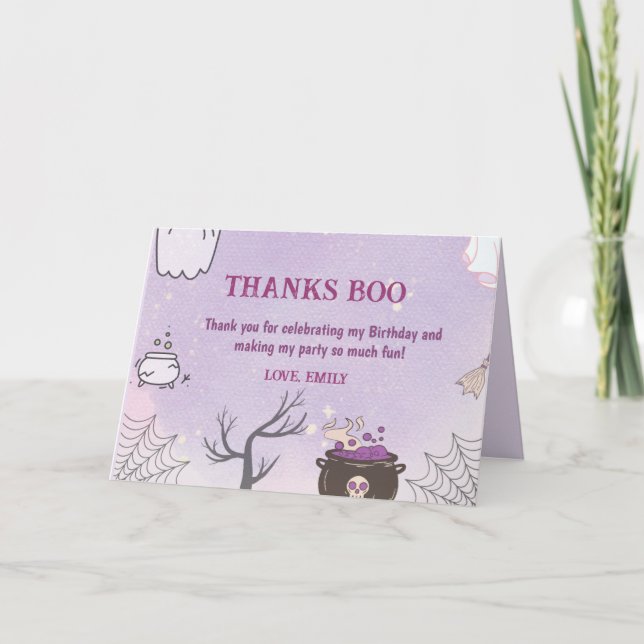 Our Little Boo Halloween 1st Birthday Thank You Card (Front)