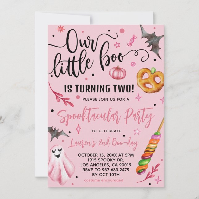 Our Little Boo Halloween 2nd Birthday Invitation (Front)