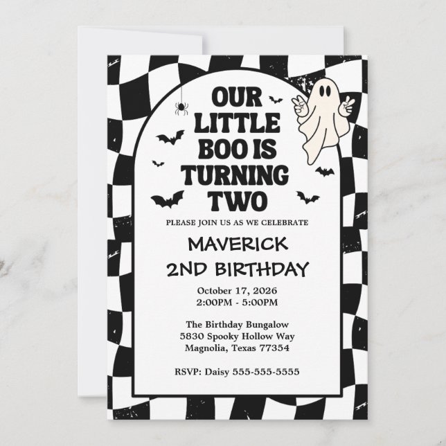 Our Little Boo Halloween 2nd Birthday Invitation (Front)
