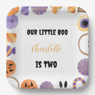 "Our Little Boo" Halloween 2nd Birthday Party Paper Plate