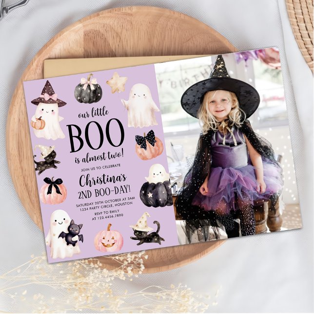 Our little Boo Halloween 2nd Birthday Party Photo Invitation (Creator Uploaded)