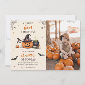 Our Little Boo Halloween 2nd Birthday Photo Invitation