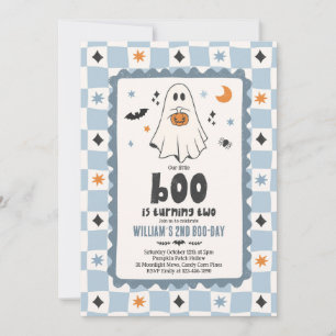 Our Little Boo Halloween Boy Ghost 2nd Birthday Invitation
