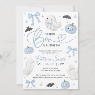 Our Little Boo Is Almost Due Blue Baby Shower Invitation