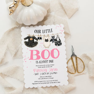 Our Little Boo Is Almost Due Girl Baby Shower Invitation