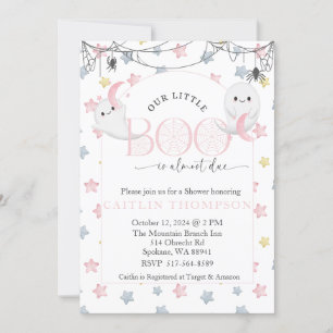 Our Little Boo is almost due Halloween Baby Invitation