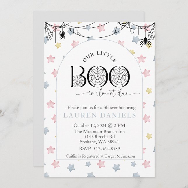 Our Little Boo is almost due Halloween Baby Invitation (Front/Back)