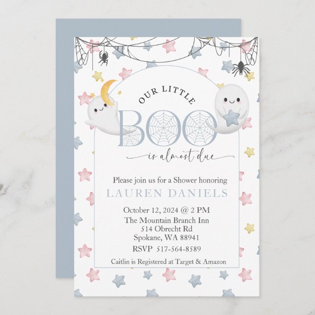 Our Little Boo is almost due Halloween Baby Invitation (Front/Back)